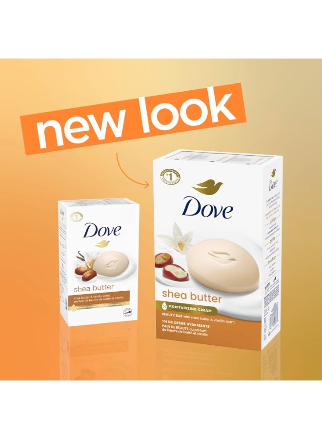 Dove Beauty Bar Soap Shea Butter 4 Count for Nourished, Radiance Skin, Enriched Skin 425g